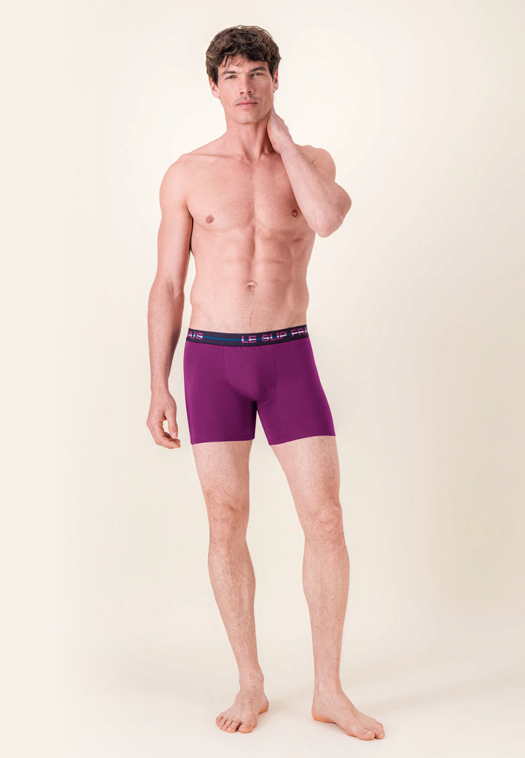 Boxer long violet en coton - Redoutable Long Violet Profond - Le Slip Français - 5