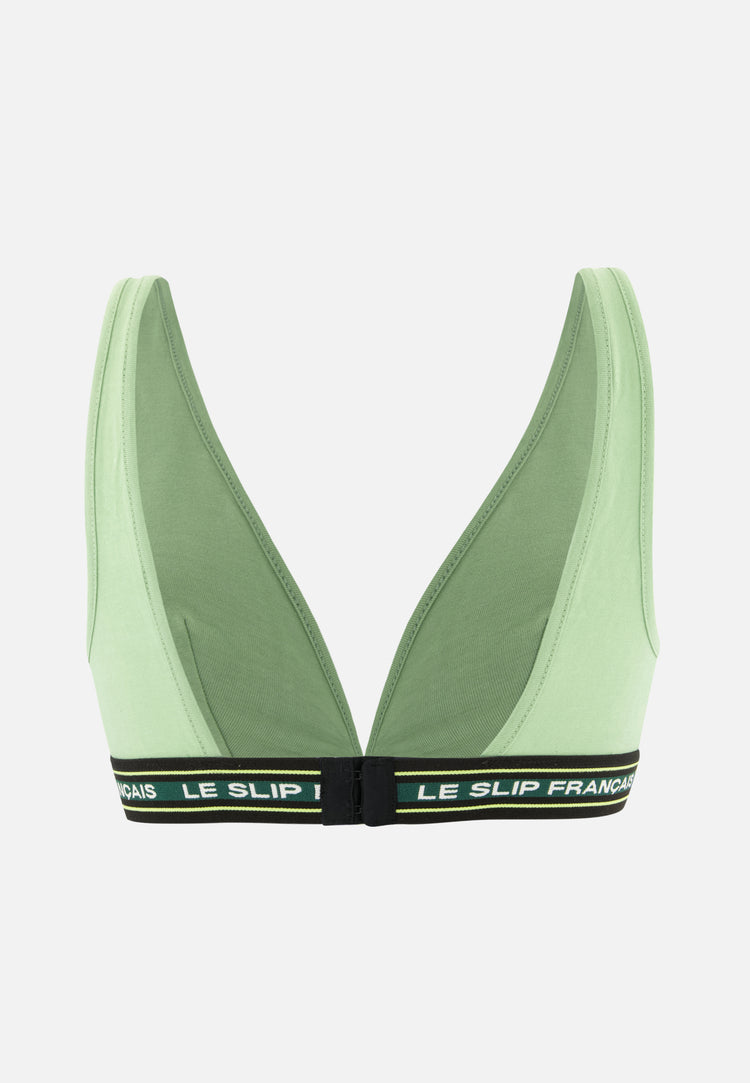 Soutien-gorge triangle vert en coton - Séduisante Vert Sauge - Le Slip Français - 8