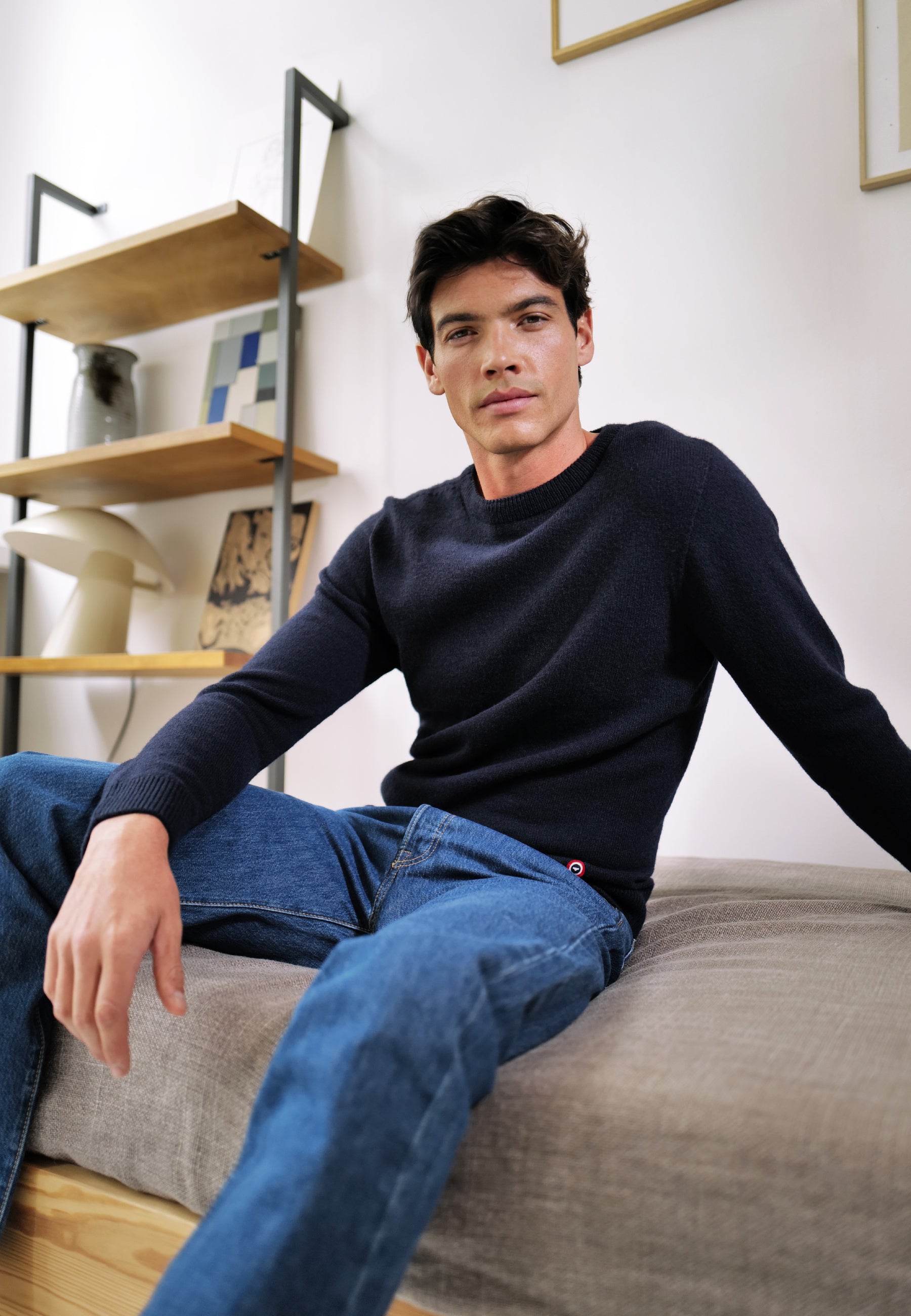 Pull homme bleu marine en maille - Jean Pull Marine - Le Slip Français -  1