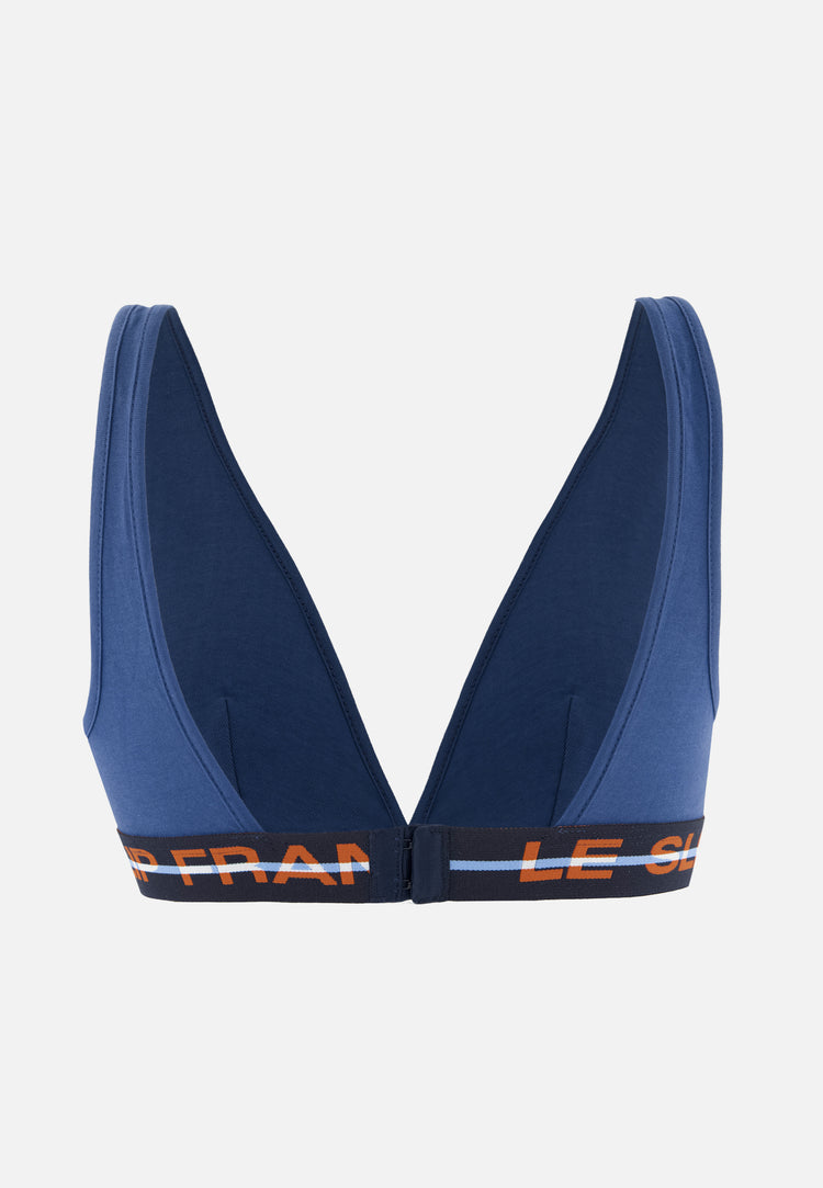 Soutien-gorge triangle bleu en coton - Séduisante Bleu Acier - Le Slip Français - 7