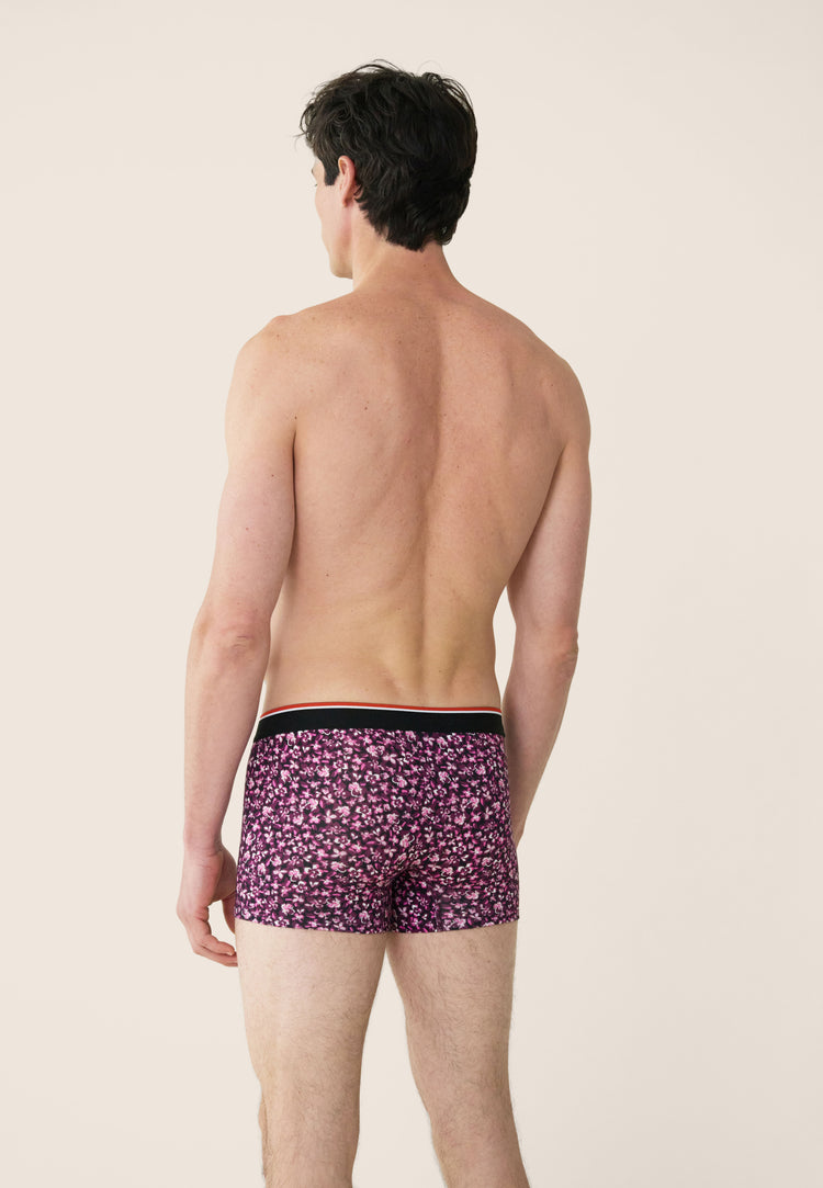Boxer à fleurs prune en coton - Marius Hibiscus Prune - Le Slip Français - 3