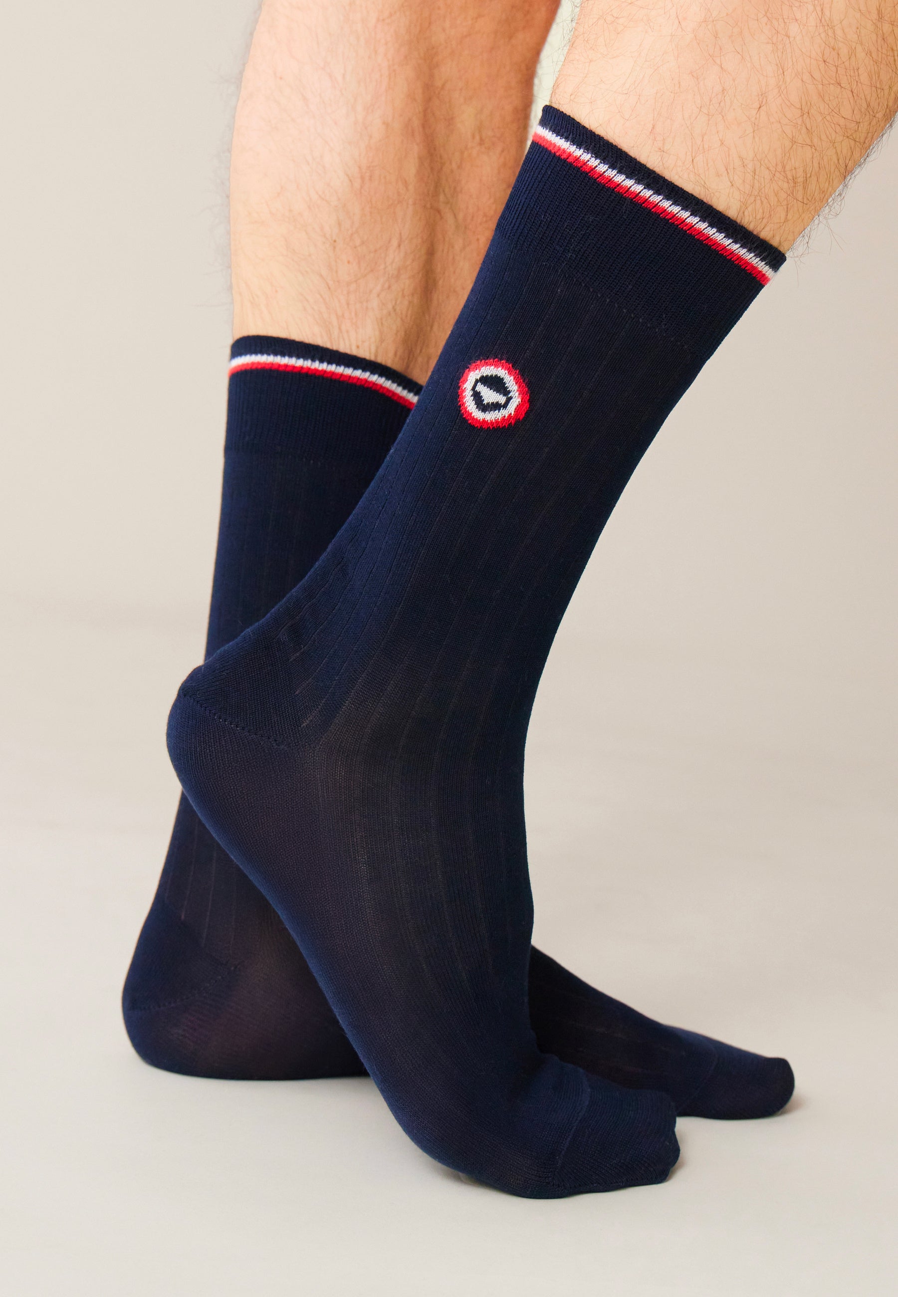 Chaussettes mi-hautes bleu marine en fil d'Écosse - Nessy Bleu - Le Slip Français -  2