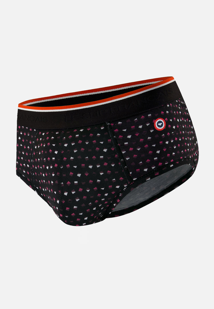 Slip noir à motif petit carré - Terrible Petits Carres Noir - Le Slip Français - 1