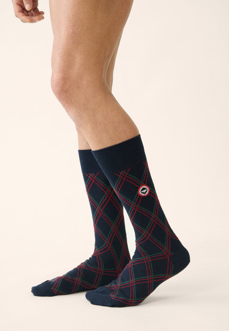 Chaussettes mi-hautes mixtes en coton - Lucas Tartan Vert Sapin - Le Slip Français - 2