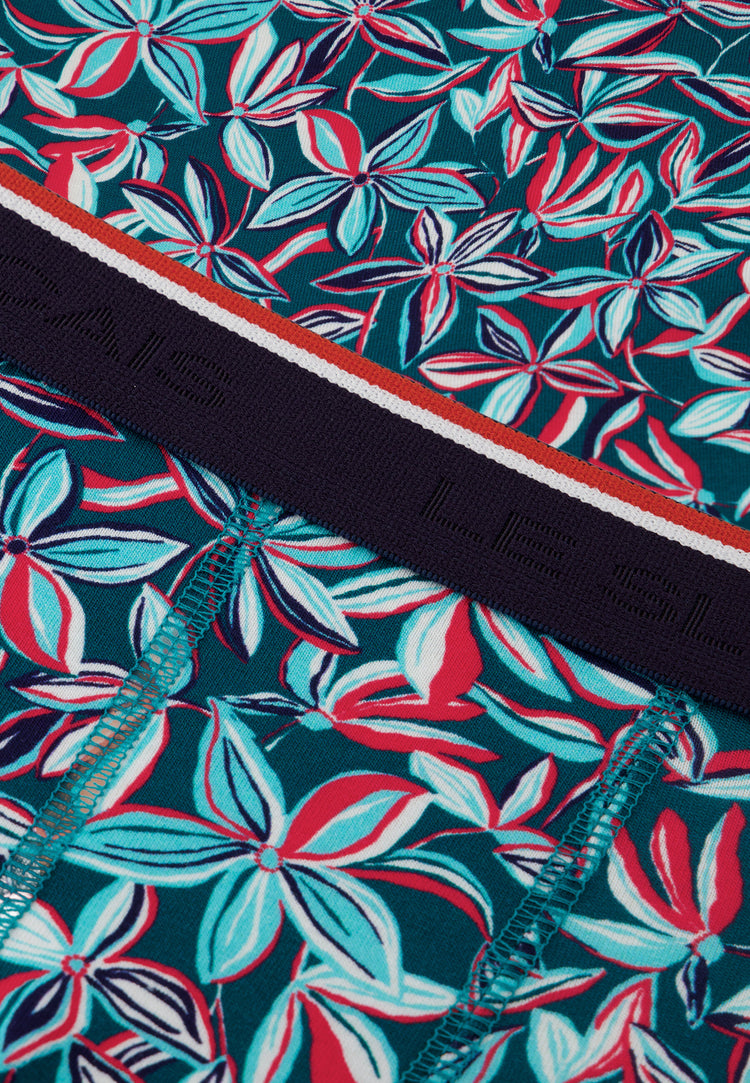 Boxer bleu à motif jasmin en coton - Marius Jasmin Bleu Canard - Le Slip Français - 5