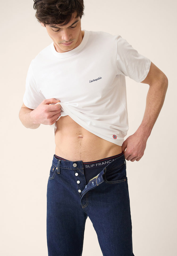 T-shirt homme blanc à manches courtes en coton - Formidable Blanc Brodé L'Incroyable - Le Slip Français - 2