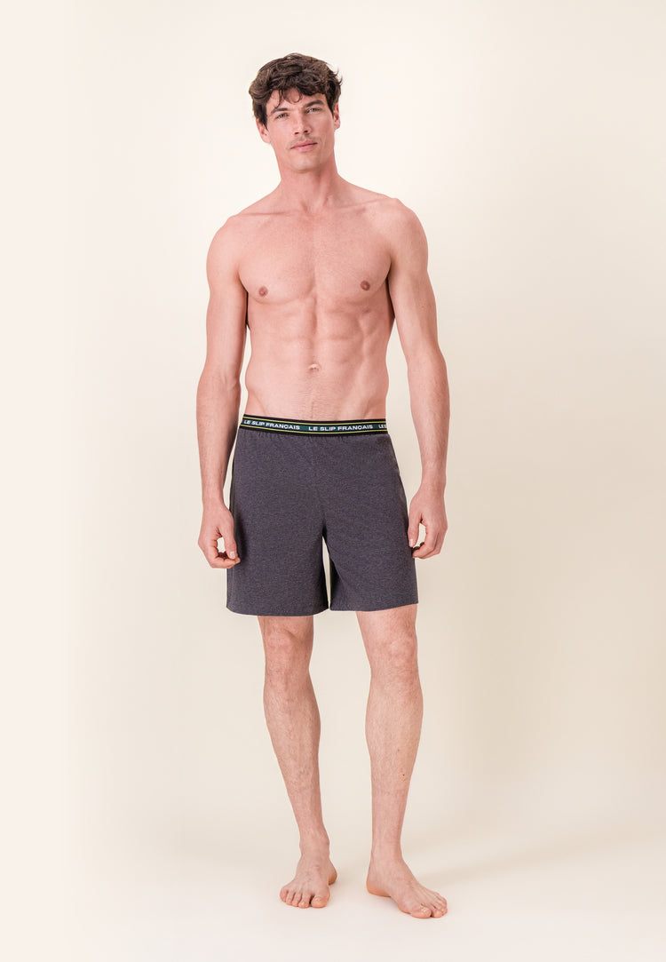 Bas de pyjama court gris en coton - Invincible Gris Anthracite - Le Slip Français - 1