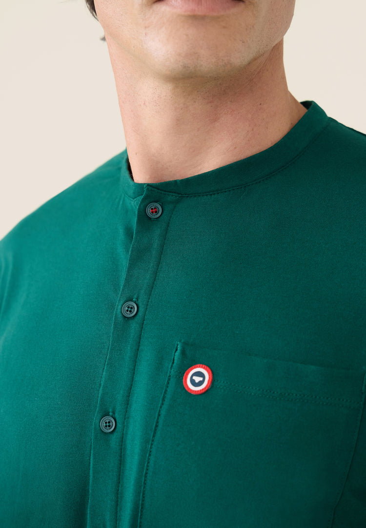 Ensemble de pyjama chemise et pantalon en coton - Pack Hugo Vert Sapin - Le Slip Français - 4