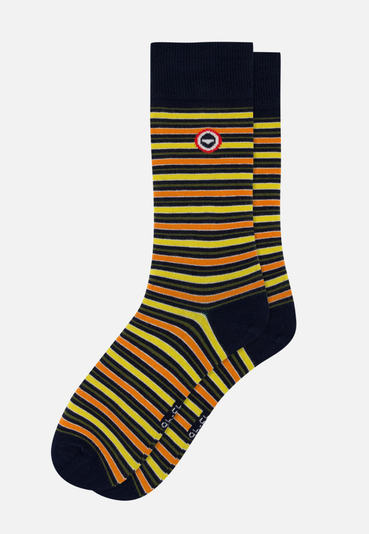 Chaussettes mi-hautes kaki à rayures matelas - Lucas Rayure Matelas Kaki Veronese - Le Slip Français - 1