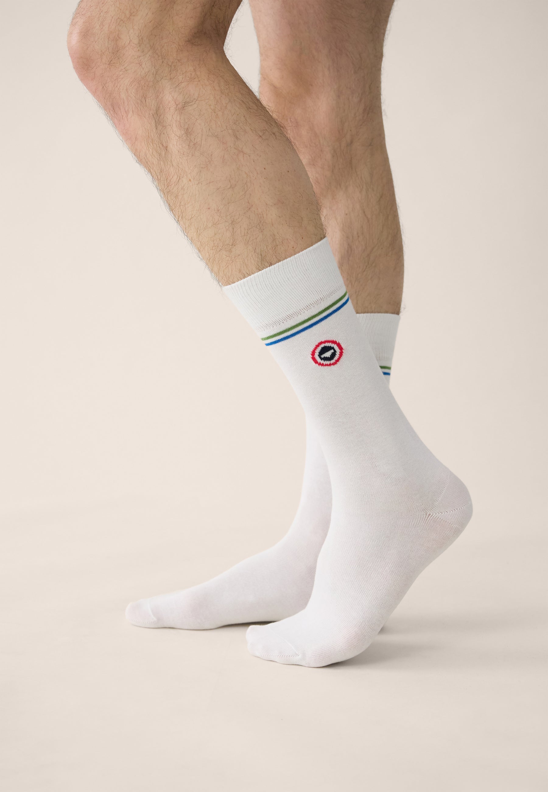Chaussettes mi-hautes mixtes en coton - Lucas Ligne Blanc - Le Slip Français -  2