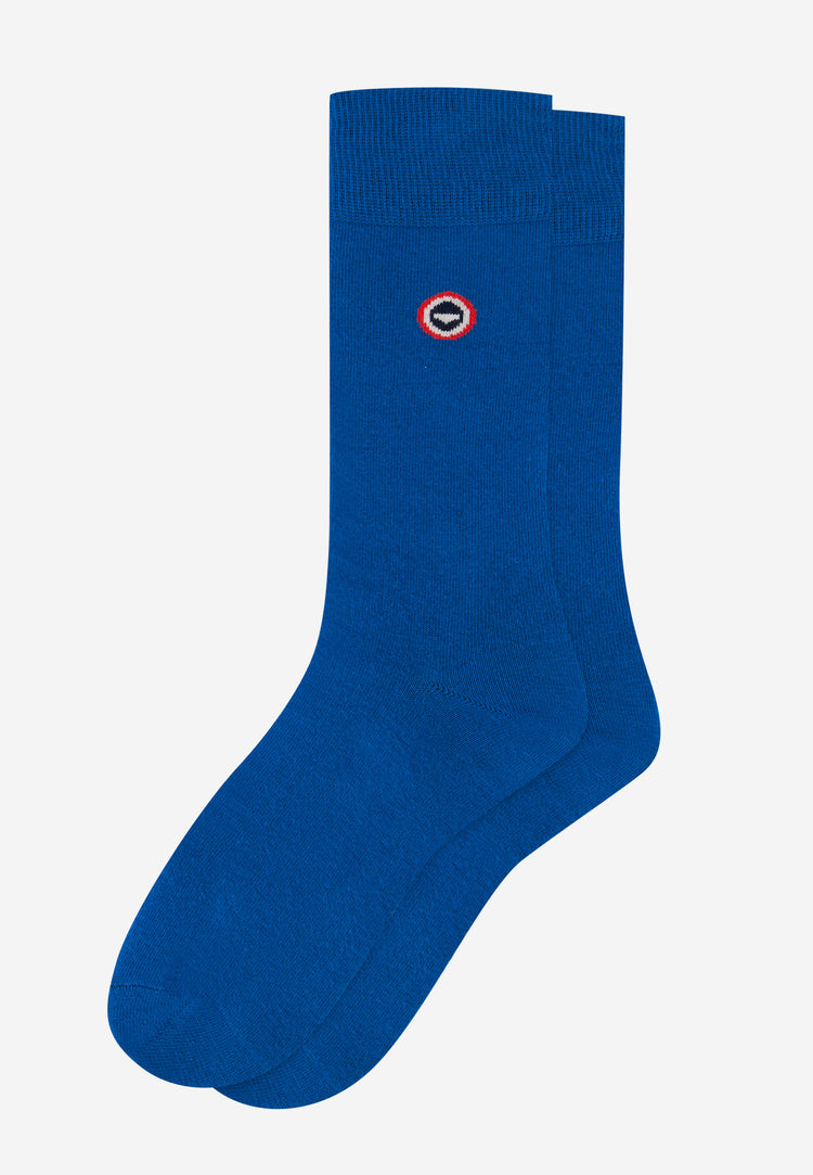 Chaussettes mi-hautes mixtes en coton - Robuste Bleu Turquoise - Le Slip Français - 1