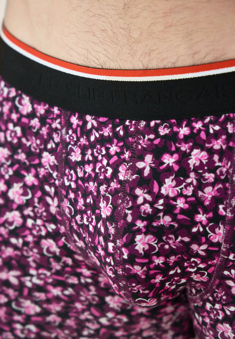 Boxer à fleurs prune en coton - Marius Hibiscus Prune - Le Slip Français - 5