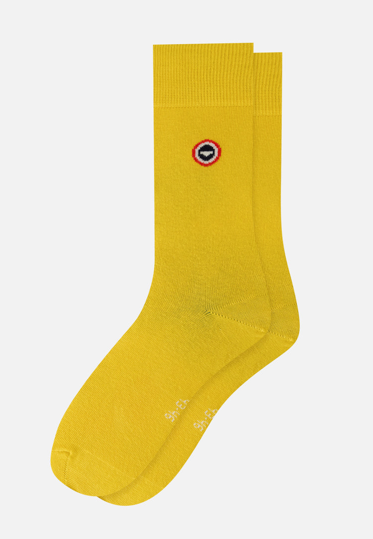 Chaussettes mi-hautes unies jaune - Robuste Jaune Citron - Le Slip Français - 1