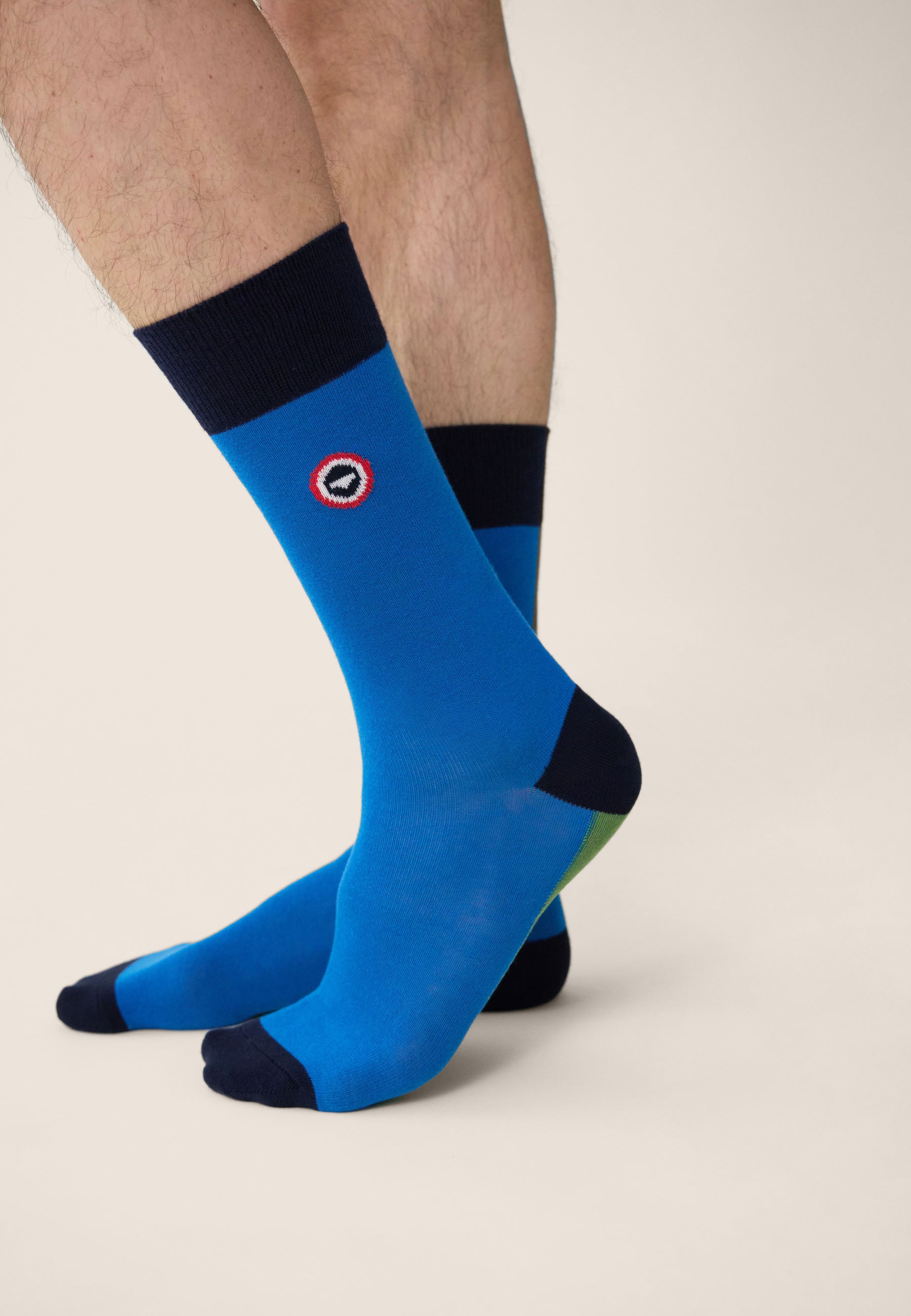 Chaussettes mi-hautes mixtes en coton - Lucas Bloc Bleu Turquoise Mint Green - Le Slip Français -  2