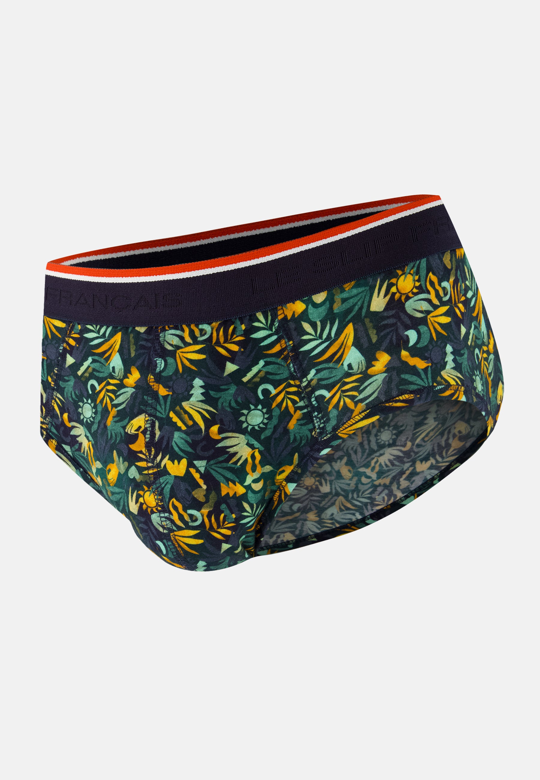 Slip vert à motif jungle en coton - Terrible Jungle Kaki Veronese - Le Slip Français -  1
