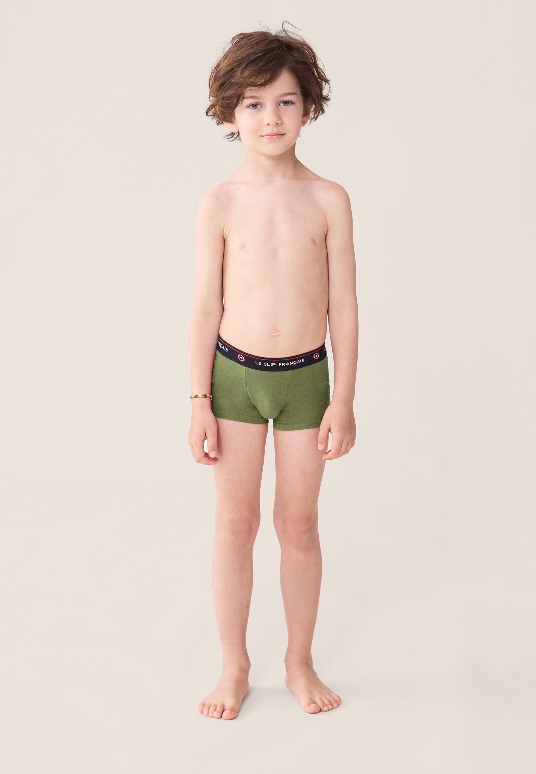 Boxer enfant vert en coton - Petit Joseph Kaki Veronese - Le Slip Français -  1