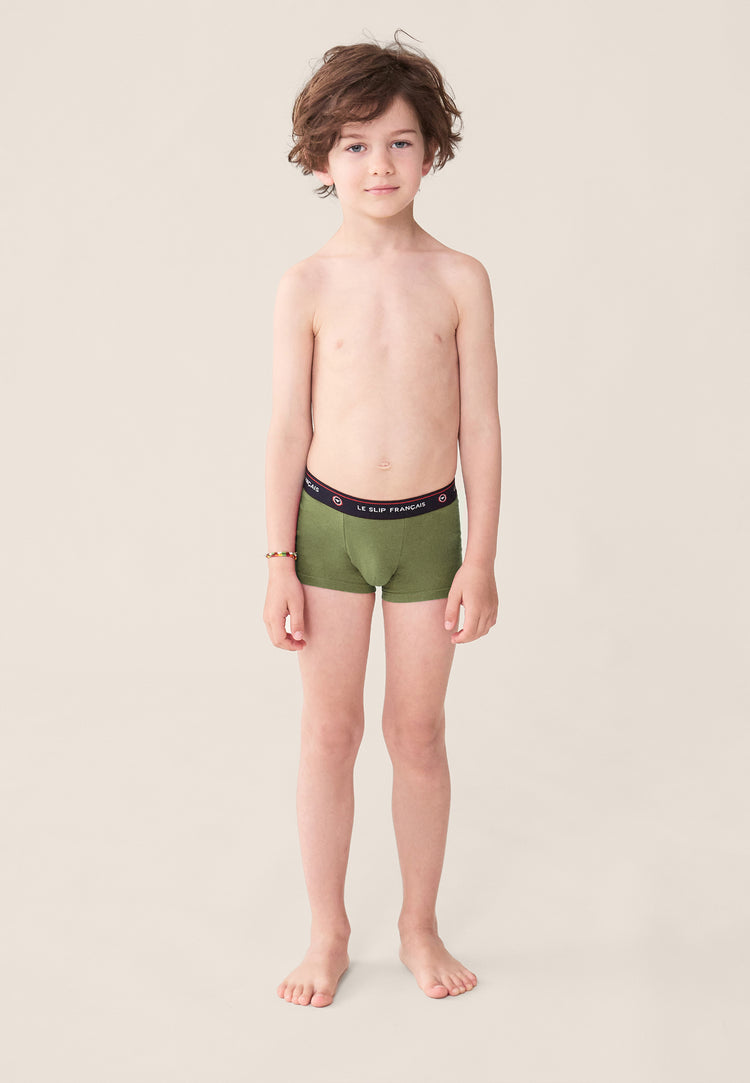 Boxer enfant vert en coton - Petit Joseph Kaki Veronese - Le Slip Français - 1
