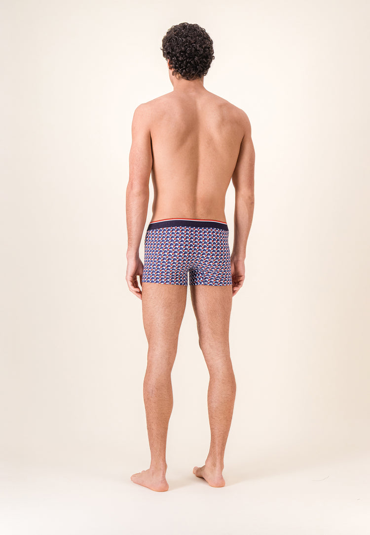 Boxer à motif puzzle bleu acier en coton - Marius Puzzle Bleu Acier - Le Slip Français - 3