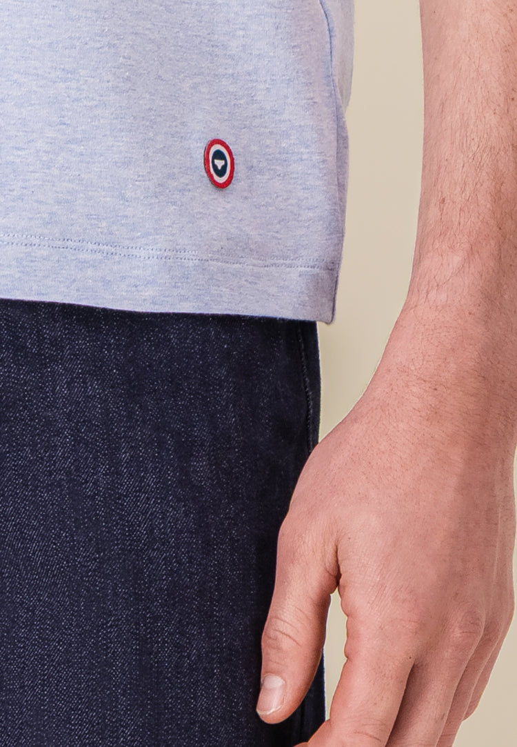T-shirt à manches courtes bleu en coton - Formidable Bleu Ciel Chine - Le Slip Français - 3