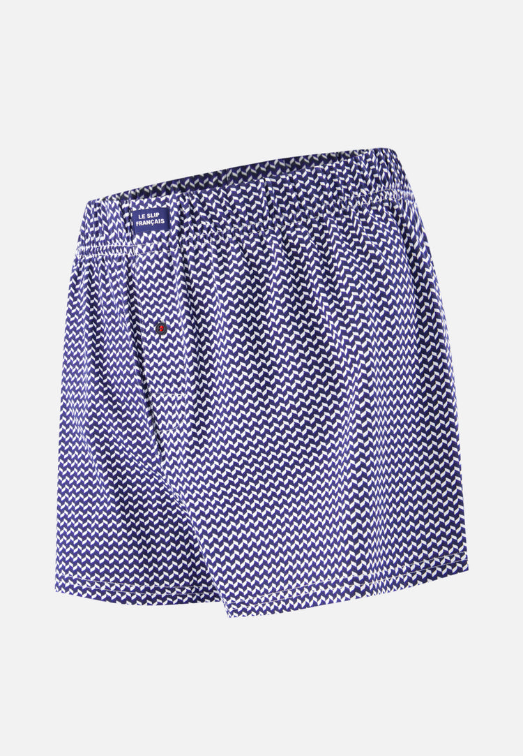 Caleçon en jersey souple en coton - Fredo Chevron Bleu Blanc Noir - Le Slip Français - 1