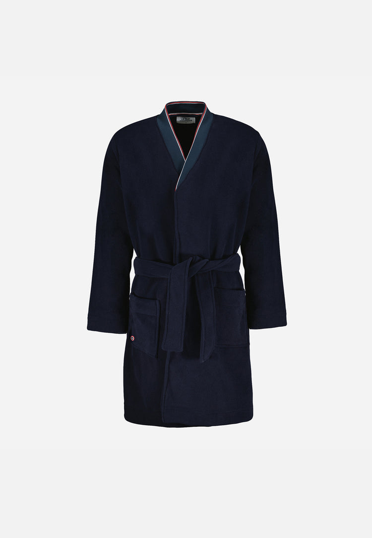 Robe de chambre chaude homme bleu marine avec col classique - Maxime Marine - Le Slip Français - 6