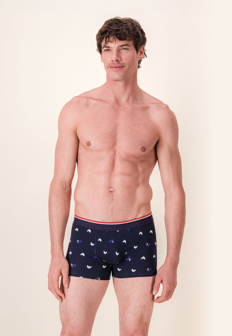 Boxer à motif coq marine en coton - Marius Coq Marine - Le Slip Français - 2