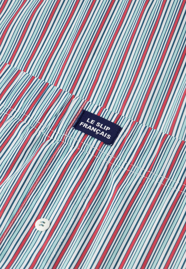 Caleçon matelas rose à rayures en coton - Jacques Rayure Matelas Rose Cerise - Le Slip Français - 6