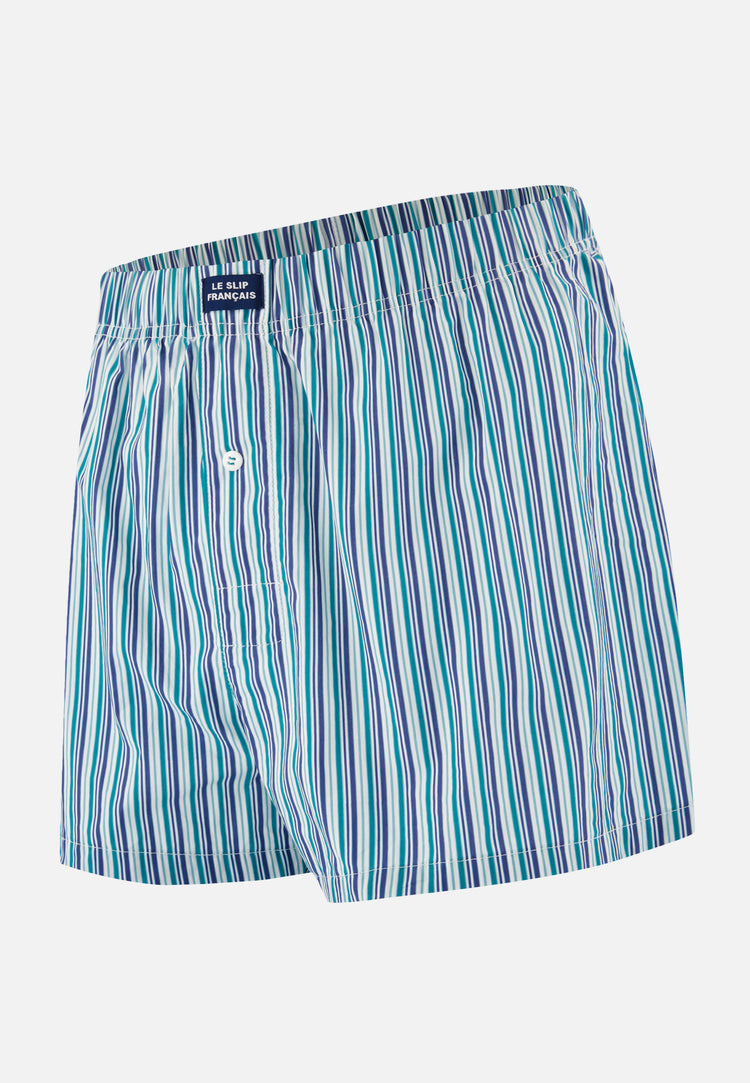 Caleçon en coton - Jacques Rayure Matelas Topaz - Le Slip Français - 1