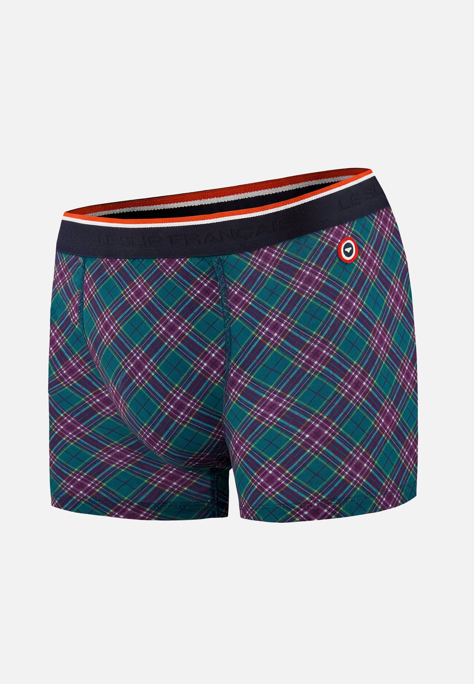 Boxer à motif tartan bleu canard en coton - Marius Tartan Bleu Canard - Le Slip Français -  1