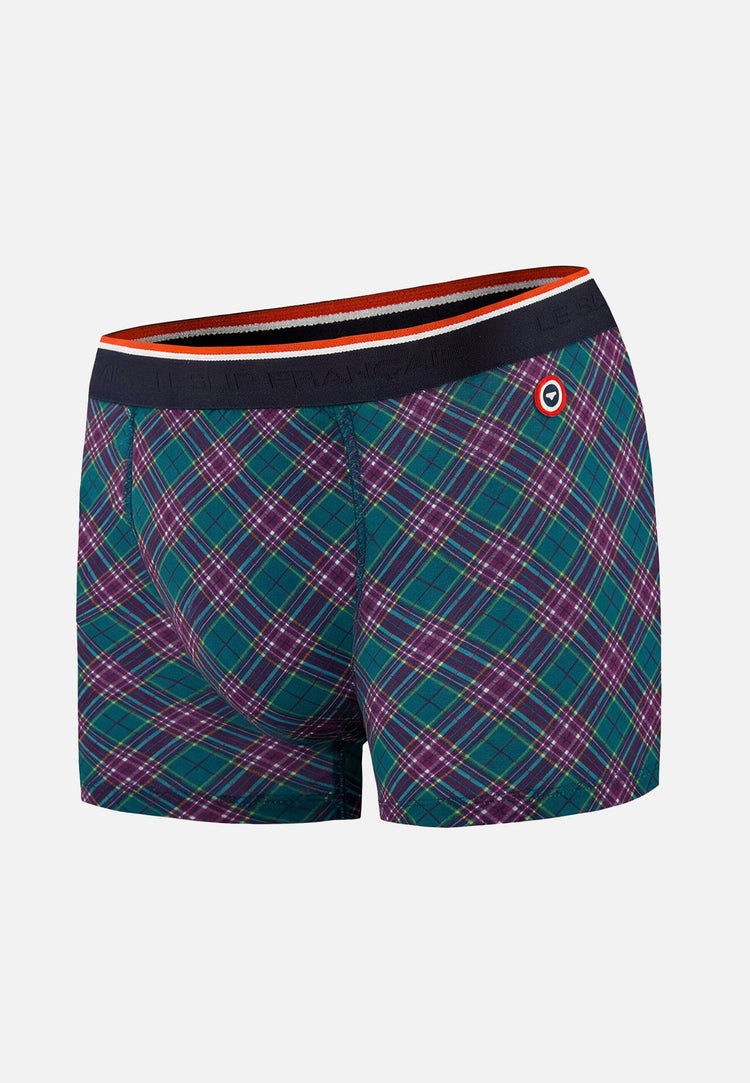 Boxer à motif tartan bleu canard en coton - Marius Tartan Bleu Canard - Le Slip Français - 1
