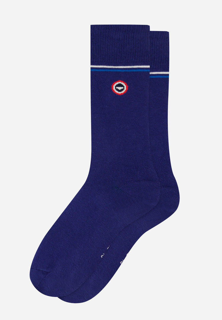 Chaussettes mi-hautes mixtes en coton - Lucas Ligne Indigo - Le Slip Français - 1