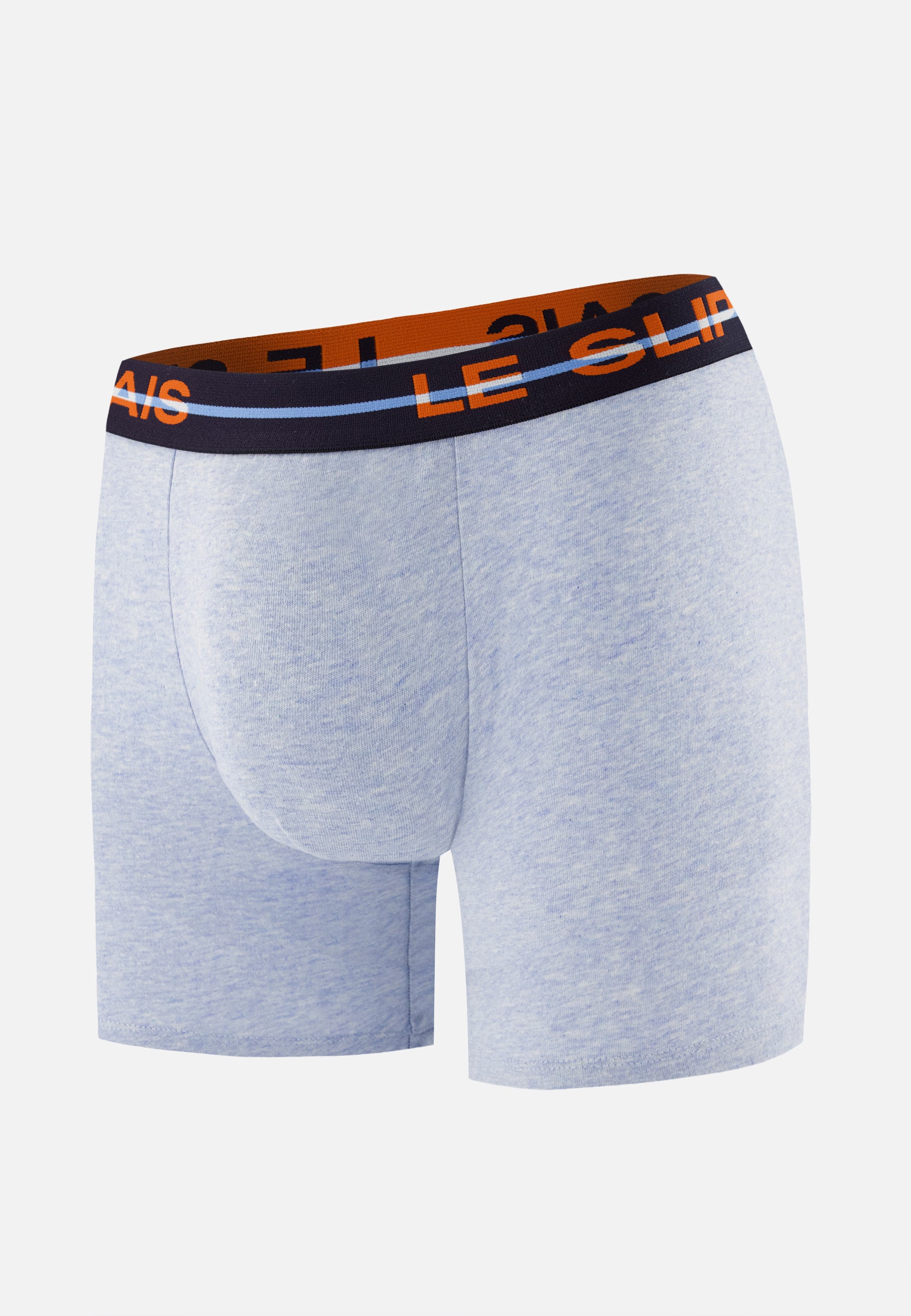 Boxer long bleu en coton - Redoutable Long Bleu Ciel Chiné - Le Slip Français -  1