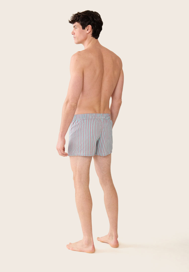 Caleçon matelas rose à rayures en coton - Jacques Rayure Matelas Rose Cerise - Le Slip Français - 3