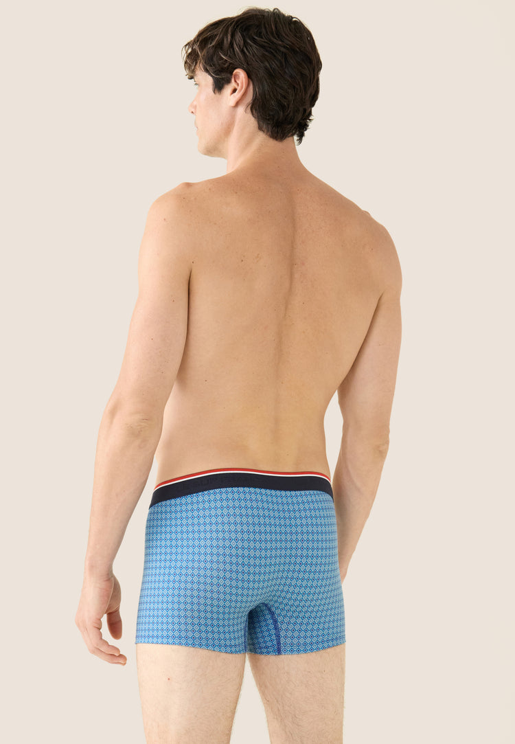 Boxer à motif arlequin bleu en coton - Marius Arlequin Bleu - Le Slip Français - 3