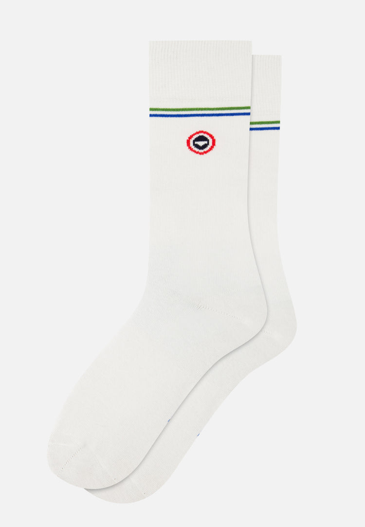 Chaussettes mi-hautes mixtes en coton - Lucas Ligne Blanc - Le Slip Français - 1