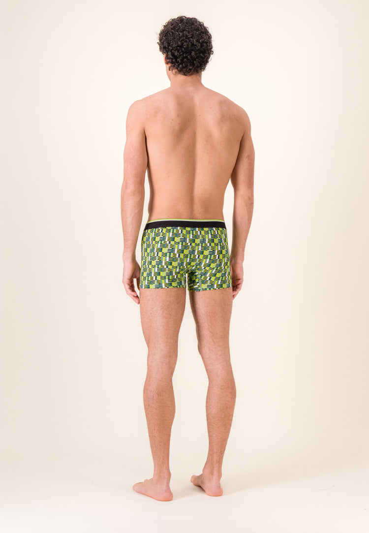 Boxer à motif entrelaces jaune anis en coton - Marius Entrelaces Jaune Anis - Le Slip Français - 3