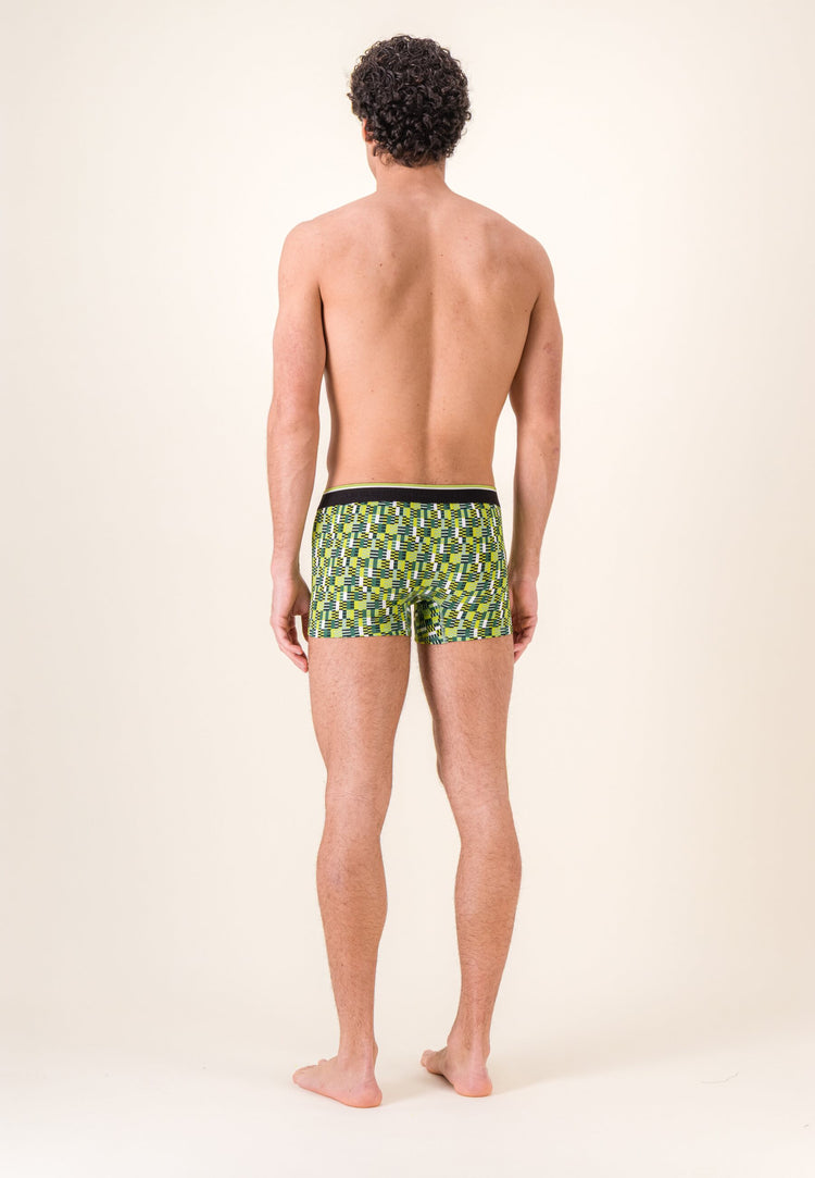 Boxer à motif entrelacés jaune anis en coton - Marius Entrelacés Jaune Anis - Le Slip Français - 3