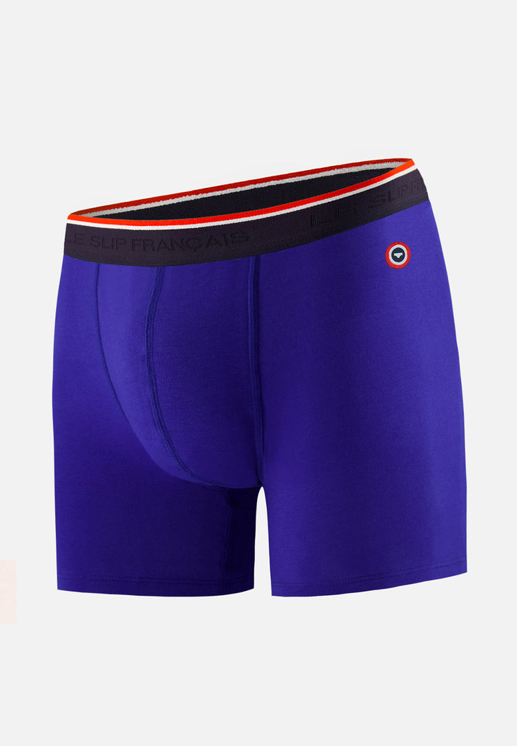 Boxer long bleu en coton - Michel Indigo - Le Slip Français - 1