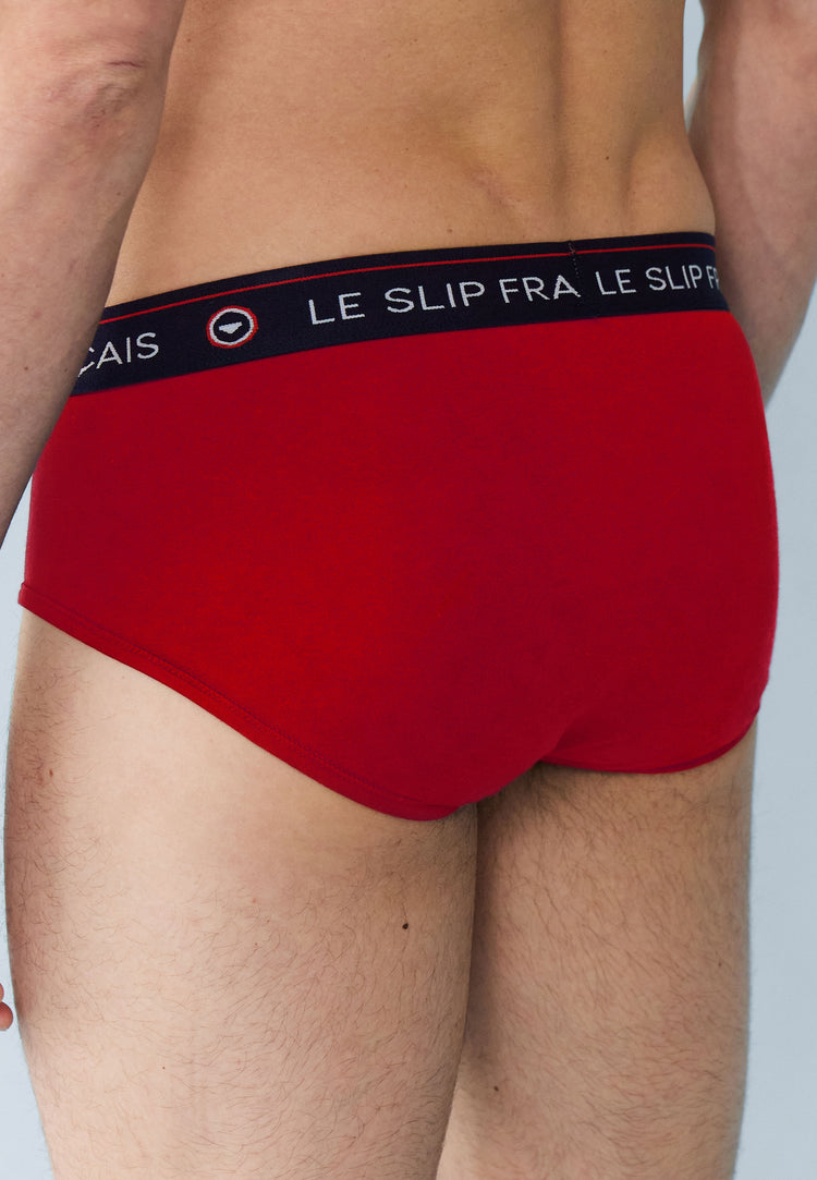 Slip rouge cerise en coton - Intrépide Rouge Brodé Beau Paquet Doré - Le Slip Français - 7