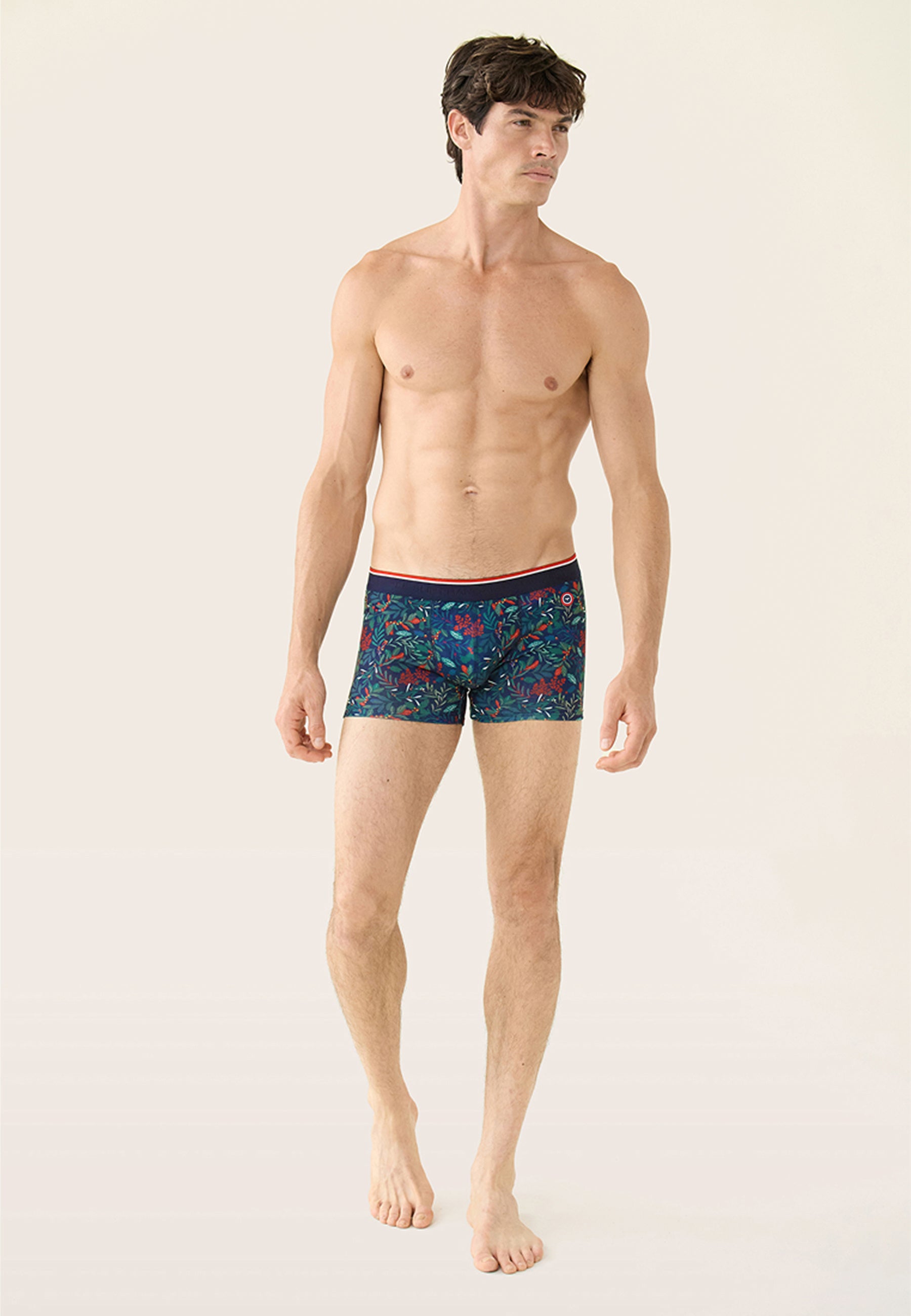 Boxer bleu marine imprimé houx - Marius Houx Marbre Vert - Le Slip Français -  2
