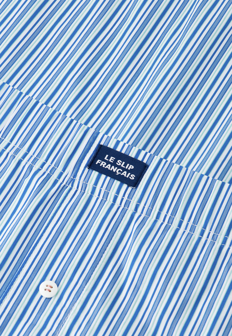 Caleçon matelas bleu à rayures en coton - Jacques Rayure Matelas Bleu Ocean - Le Slip Français - 6