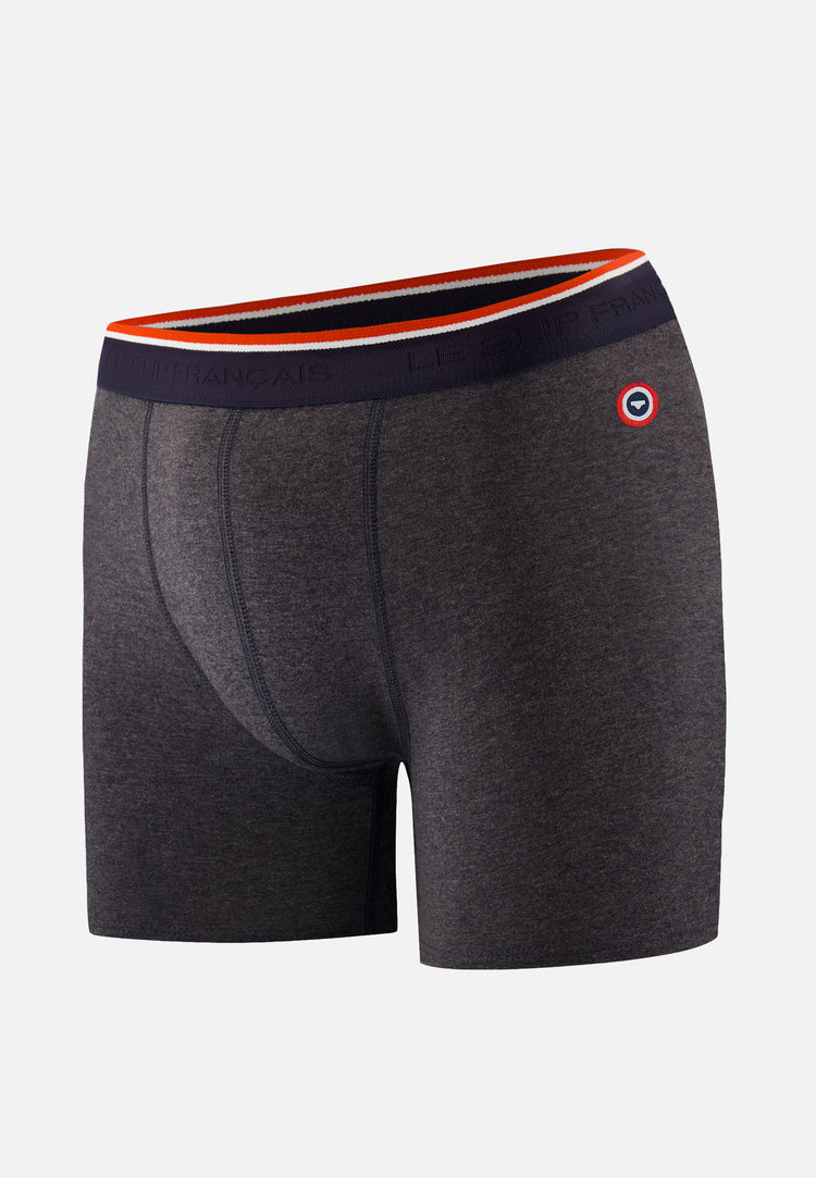 Boxer long gris foncé en coton - Michel Gris - Le Slip Français - 1