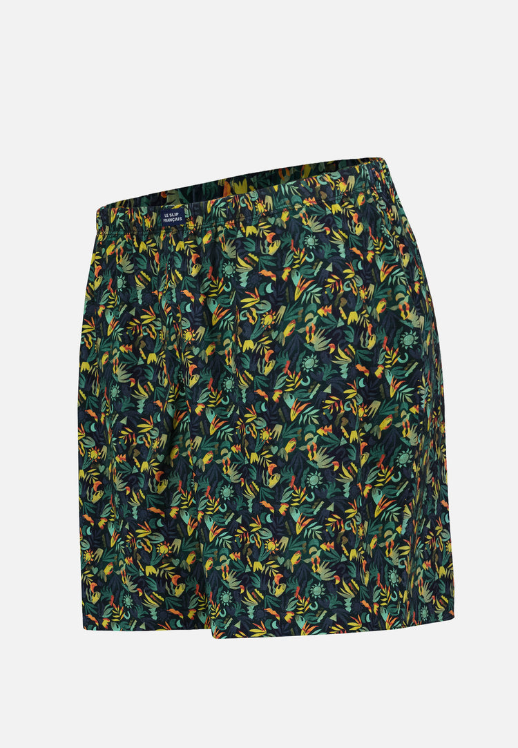 Bas de pyjamas court à motif jungle en coton - Fredy Jungle Kaki Veronese - Le Slip Français - 6