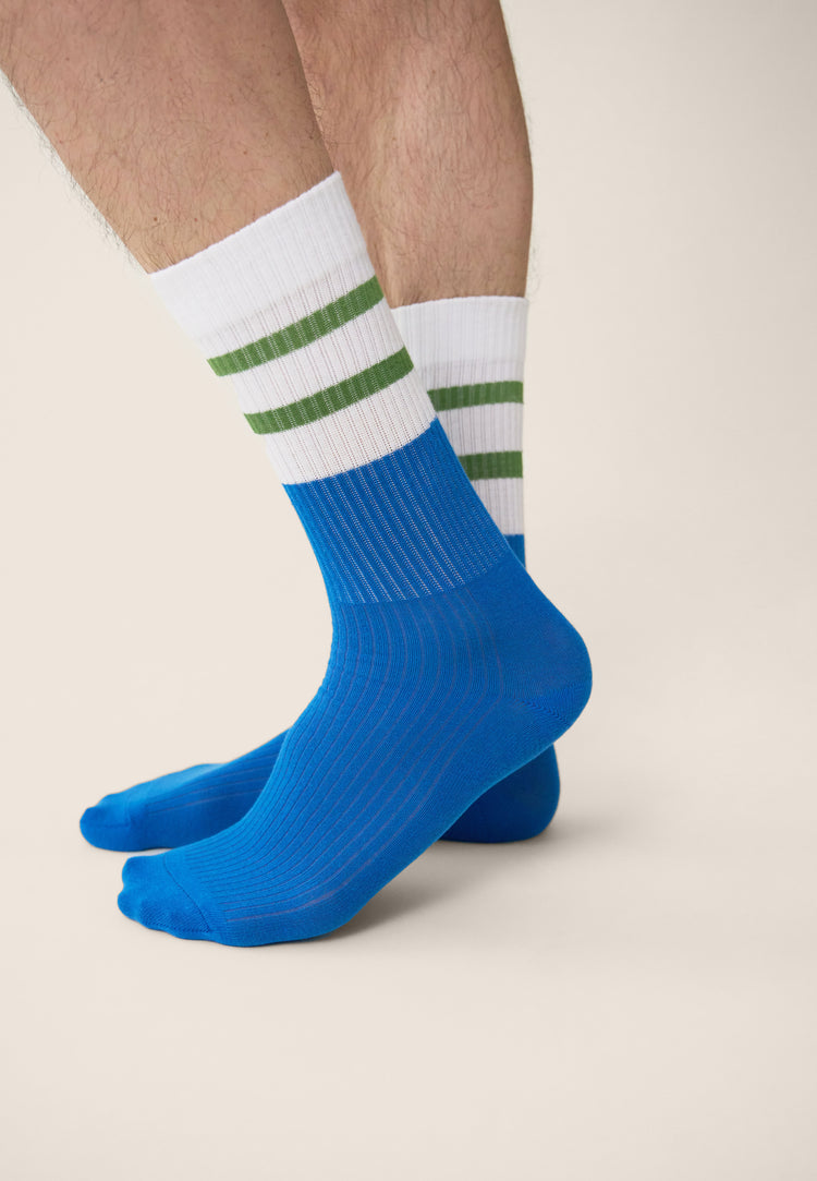 Chaussettes mi-hautes mixtes en coton - Wilfried Bloc Bleu Turquoise Mint Green - Le Slip Français - 2