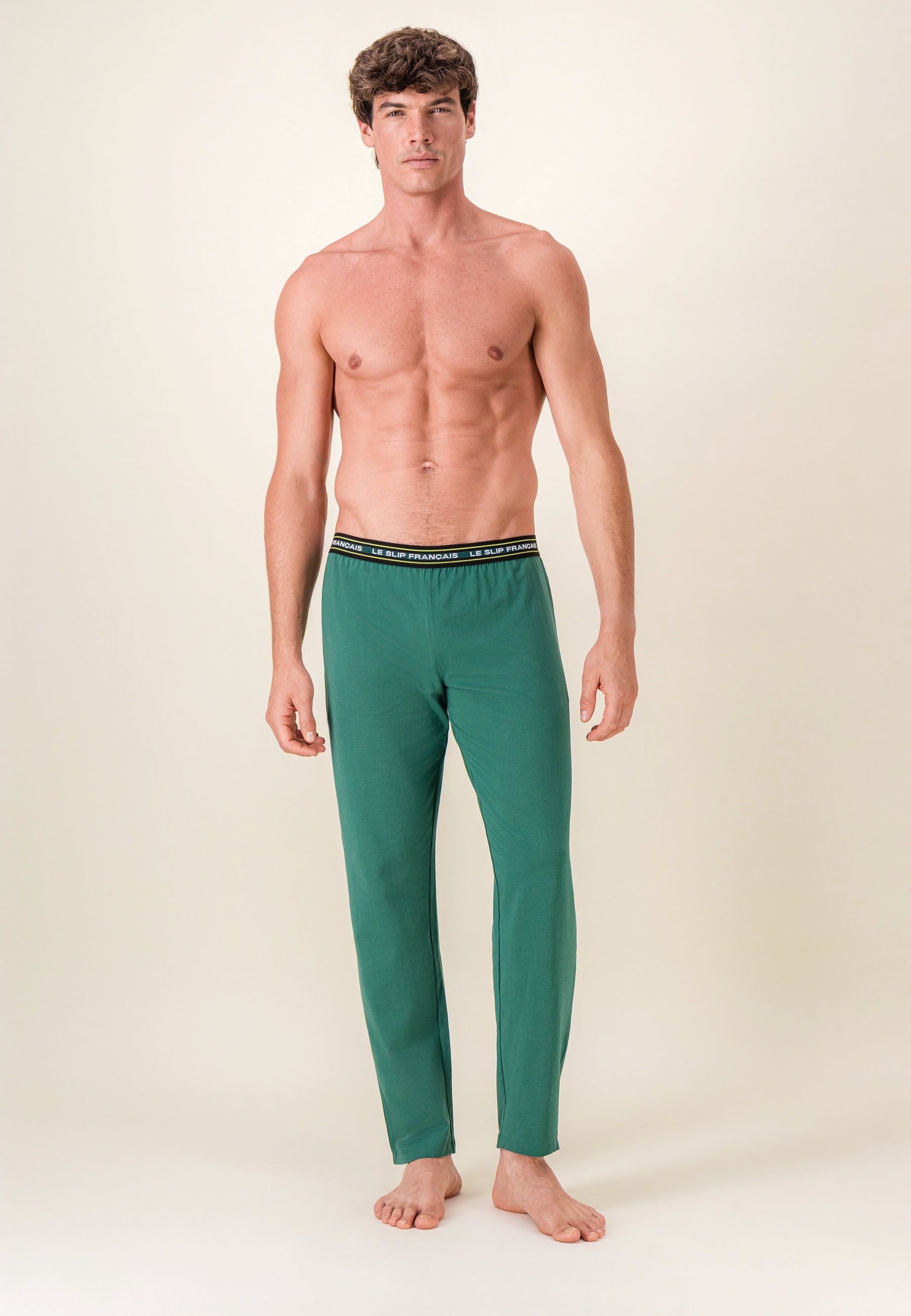 Bas de pyjama long vert en coton - Indomptable Vert Forêt - Le Slip Français -  1