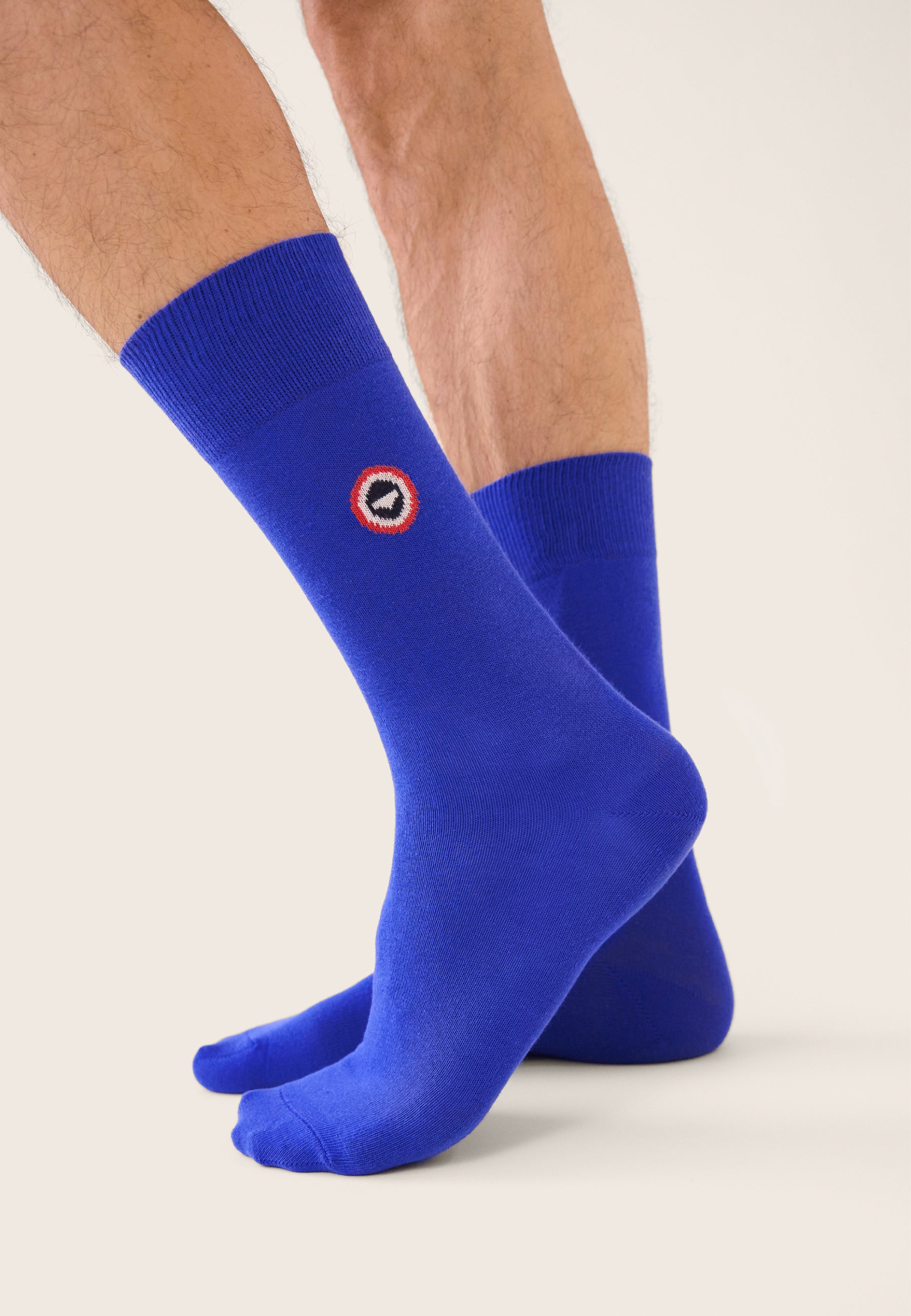 Chaussettes mi-hautes unies bleu - Robuste Bleu Nautique - Le Slip Français -  2