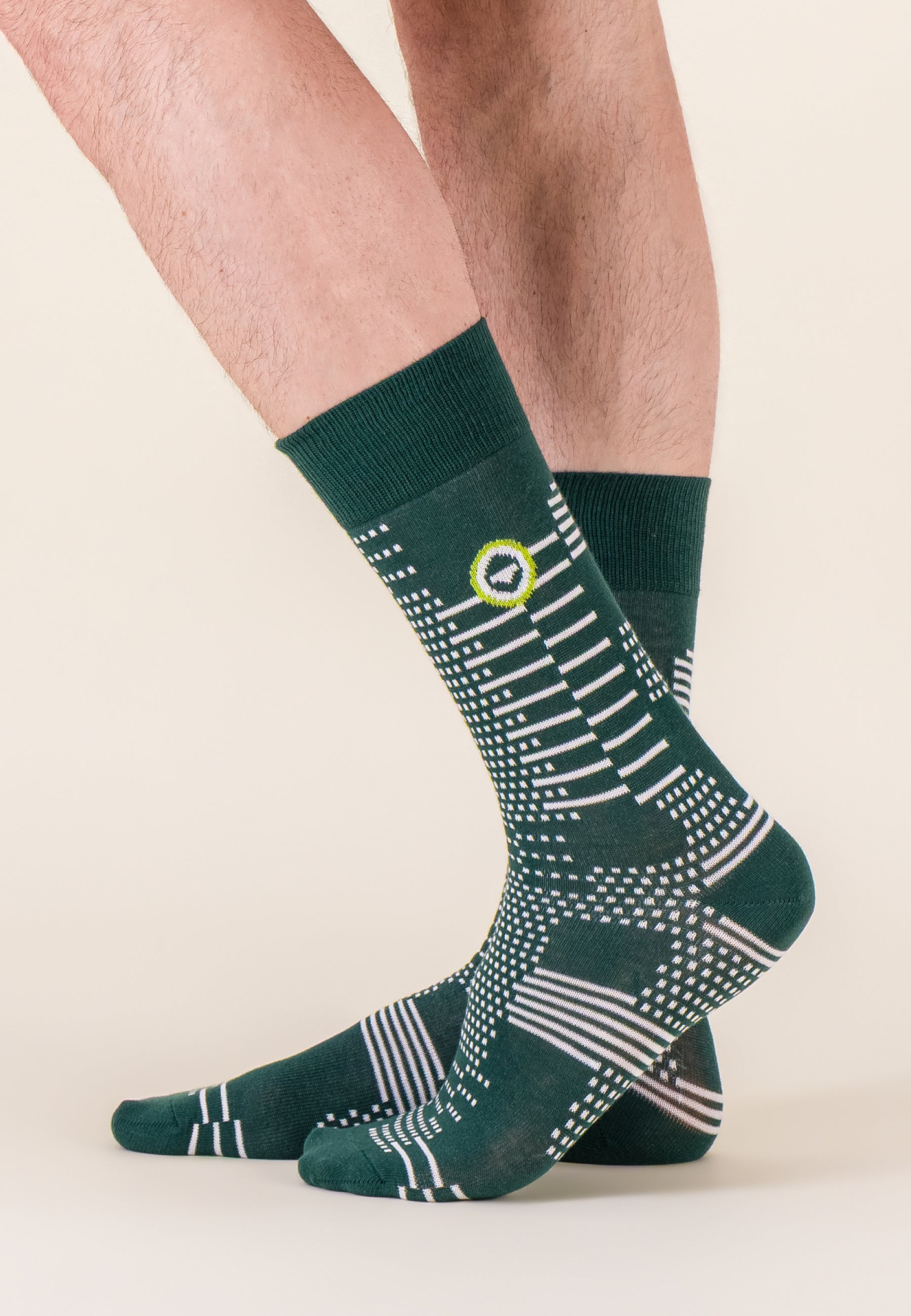 Chaussettes mi-hautes à motif pixel vert forêt en coton - Lucas Pixel Vert Forêt - Le Slip Français -  2