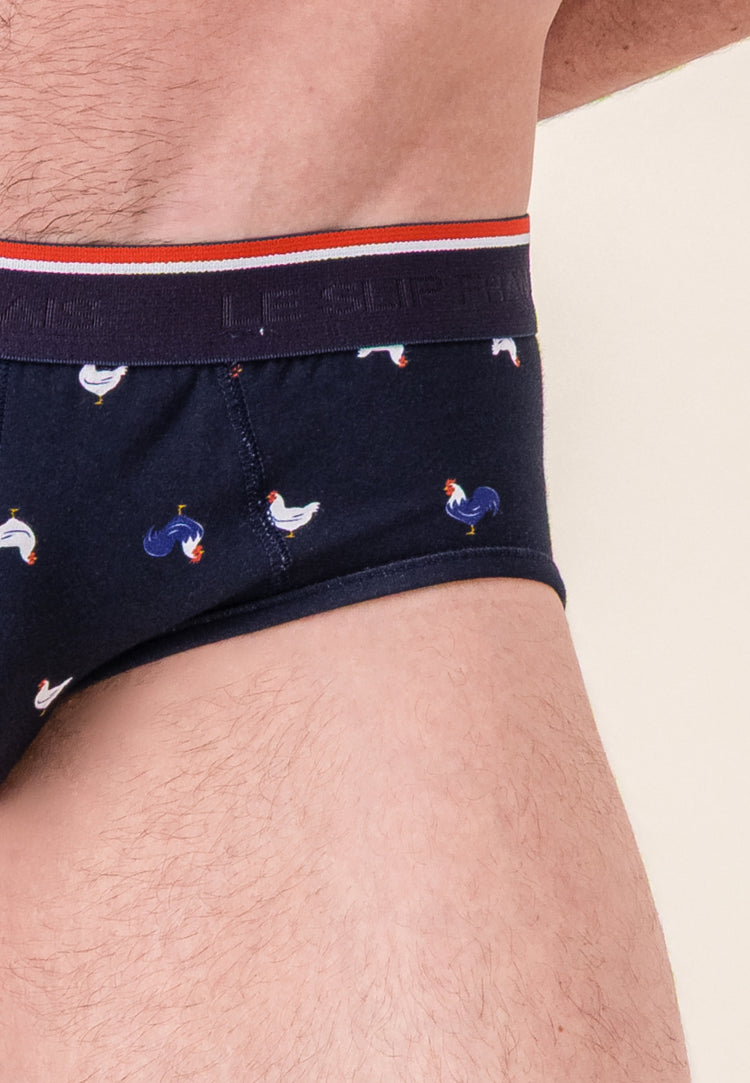 Slip à motif coq marine en coton - Terrible Coq Marine - Le Slip Français - 4