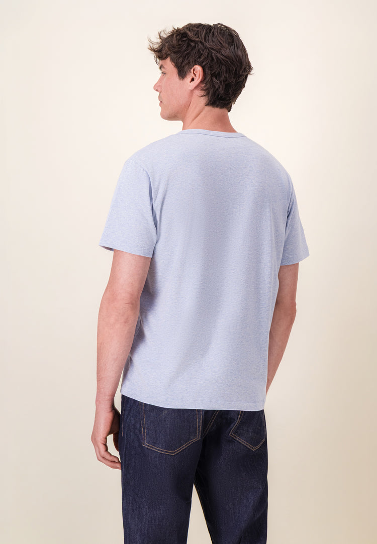 T-shirt à manches courtes bleu en coton - Formidable Bleu Ciel Chine - Le Slip Français - 2