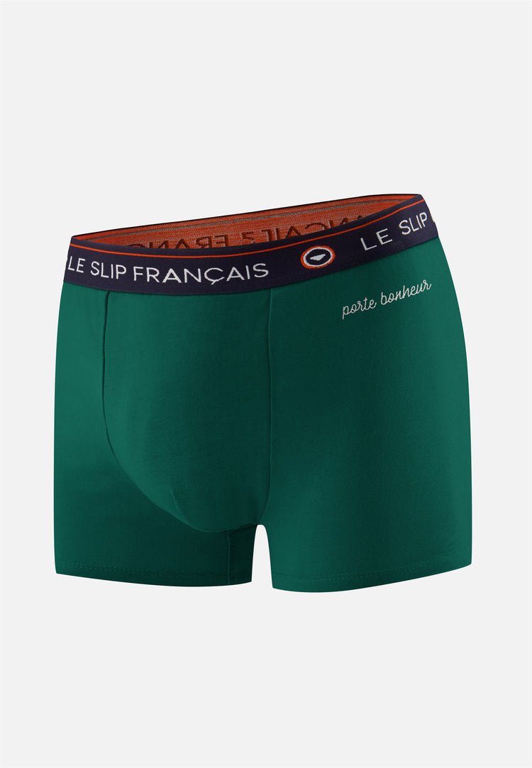Boxer vert foncé en coton - Redoutable Vert Sapin Porte Bonheur - Le Slip Français - 1